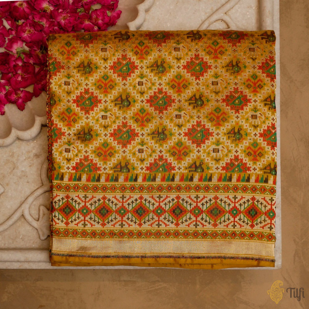 Yellow Pure Katan Silk Banarasi Handloom Patola Saree