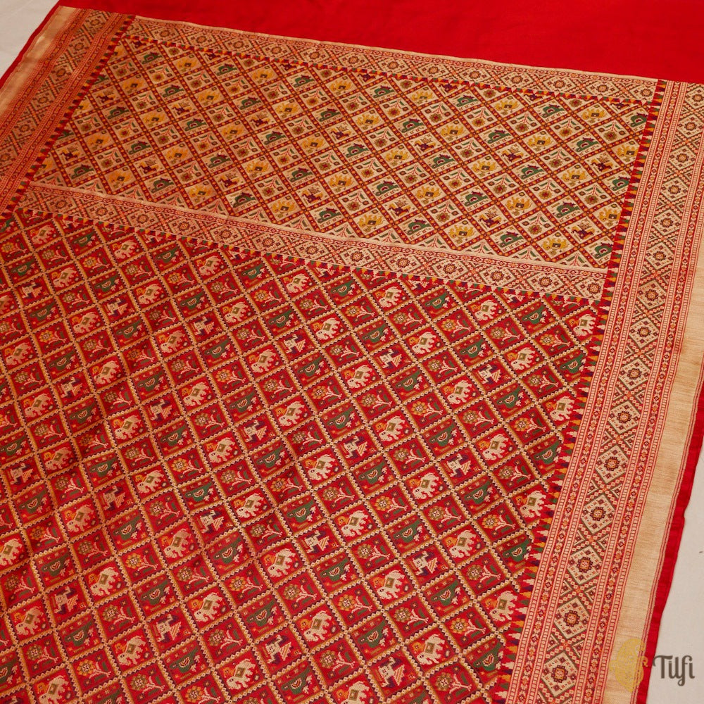 Red Pure Katan Silk Banarasi Handloom Patola Saree