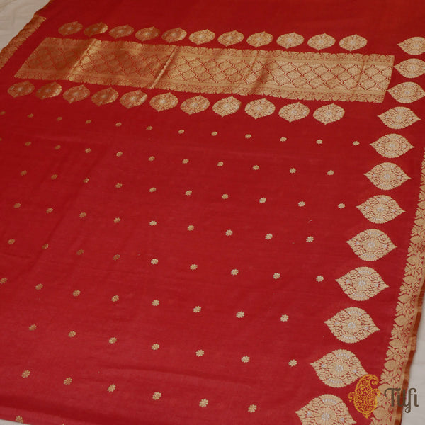 Maroon Pure Cotton Banarasi Handloom Saree - Tilfi