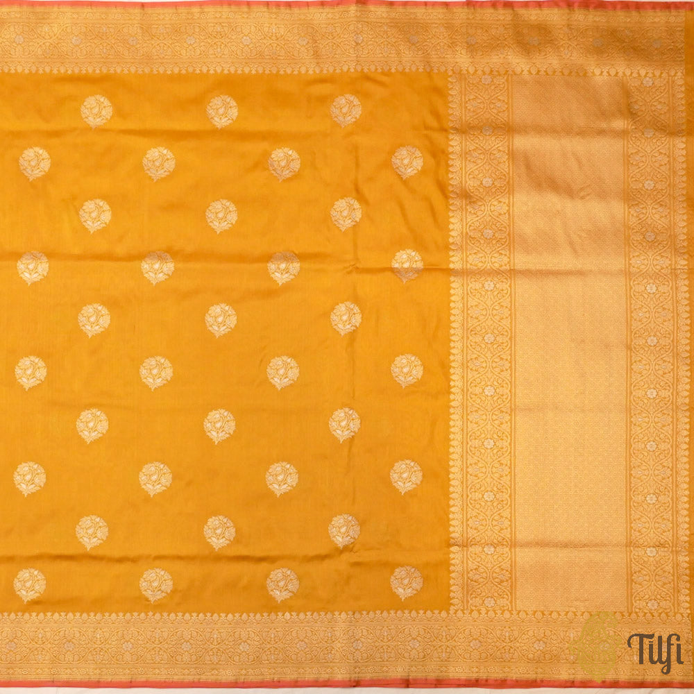 Mustard Yellow Pure Katan Silk Banarasi Handloom Saree