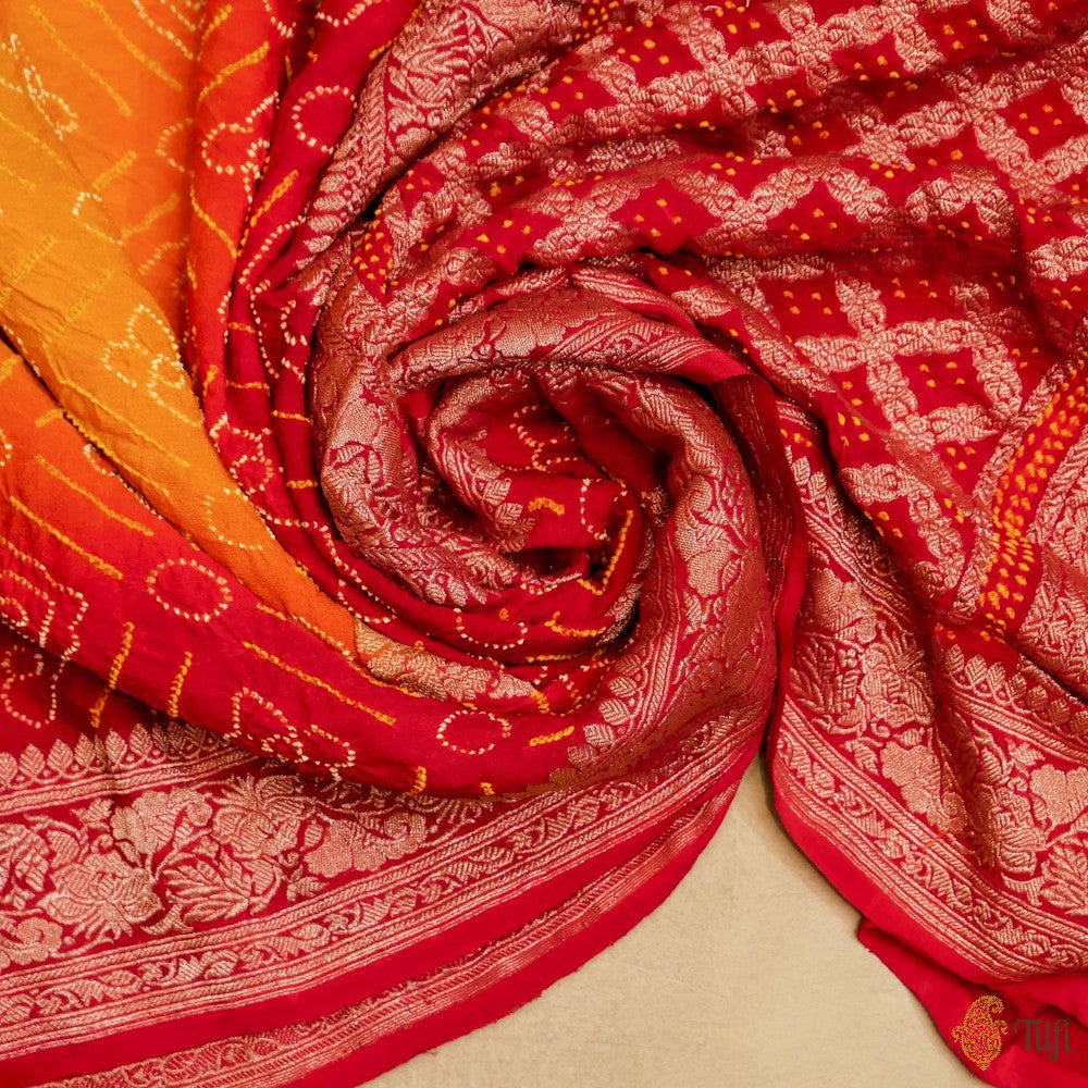 Red Pure Georgette Handloom Banarasi Fabric