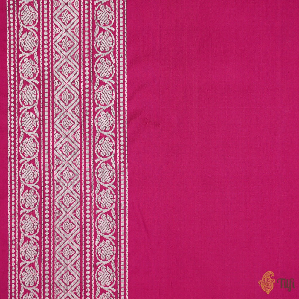 Dark Pink Pure Katan Silk Banarasi Shikargah Handloom Saree
