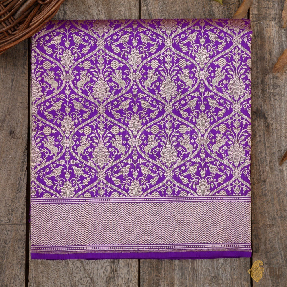 Violet Pure Katan Silk Banarasi Handloom Saree