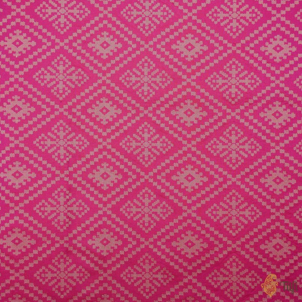 Red-Rani Pink Pure Katan Silk Banarasi Patola Handloom Saree