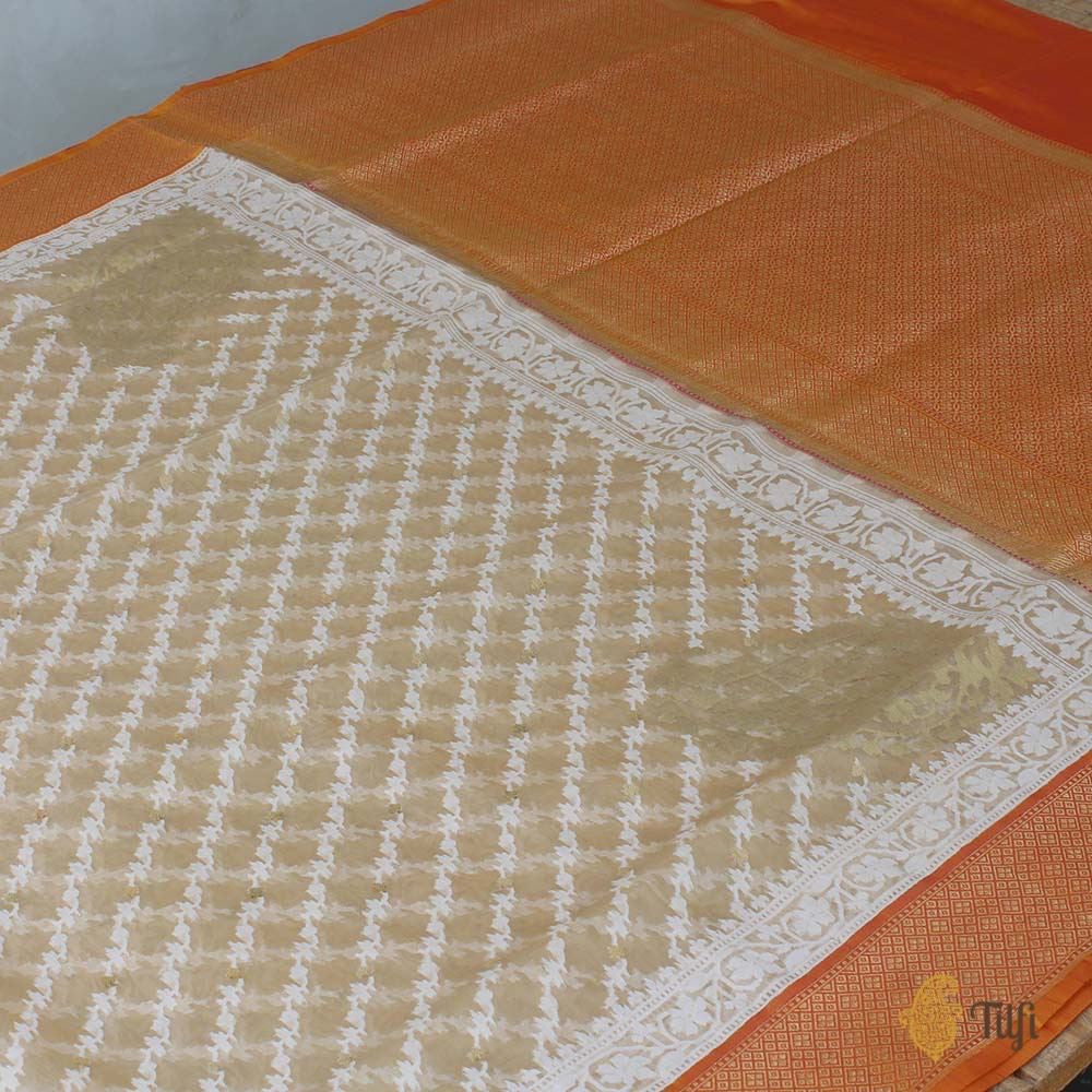 Tussar Colour Pure Kora Silk Banarasi Handloom Saree