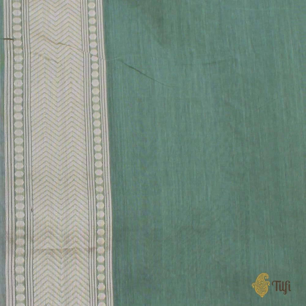 Mehendi Green Pure Kora Silk Banarasi Handloom Saree