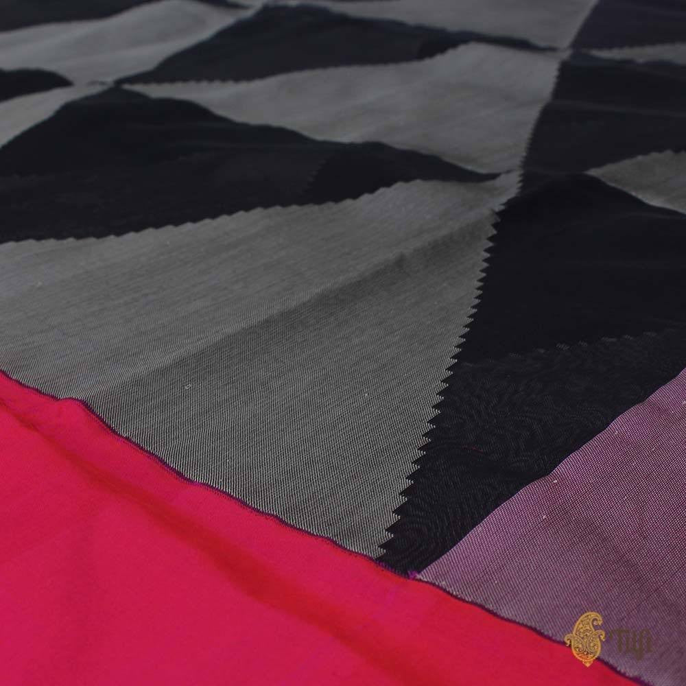 Black Pure Kora Silk Handwoven Banarasi Saree