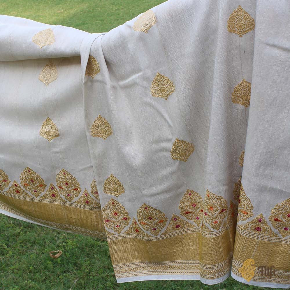 Tussar Colour Pure Tussar Georgette Silk Banarasi Handloom Saree