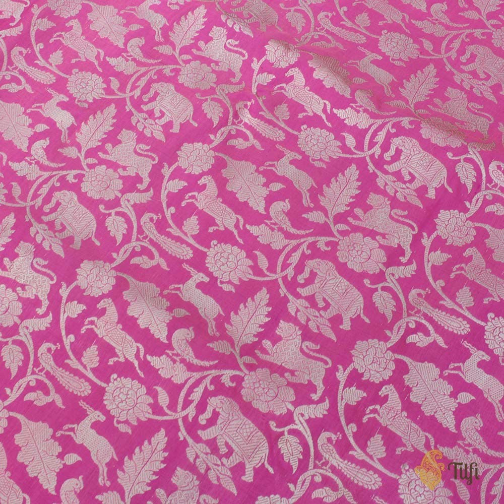 Light Gulabi Pink Pure Katan Silk Banarasi Shikaargah Handloom Saree