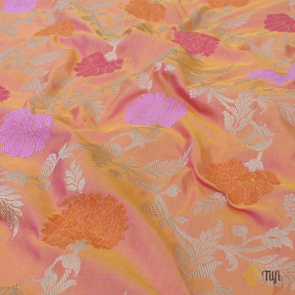 Gold-Light Gulabi Pink Pure Katan Silk Banarasi Handloom Saree