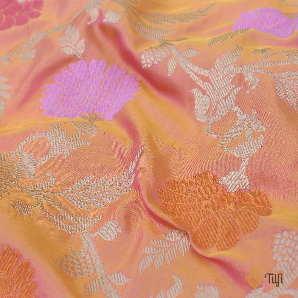 Gold-Light Gulabi Pink Pure Katan Silk Banarasi Handloom Saree