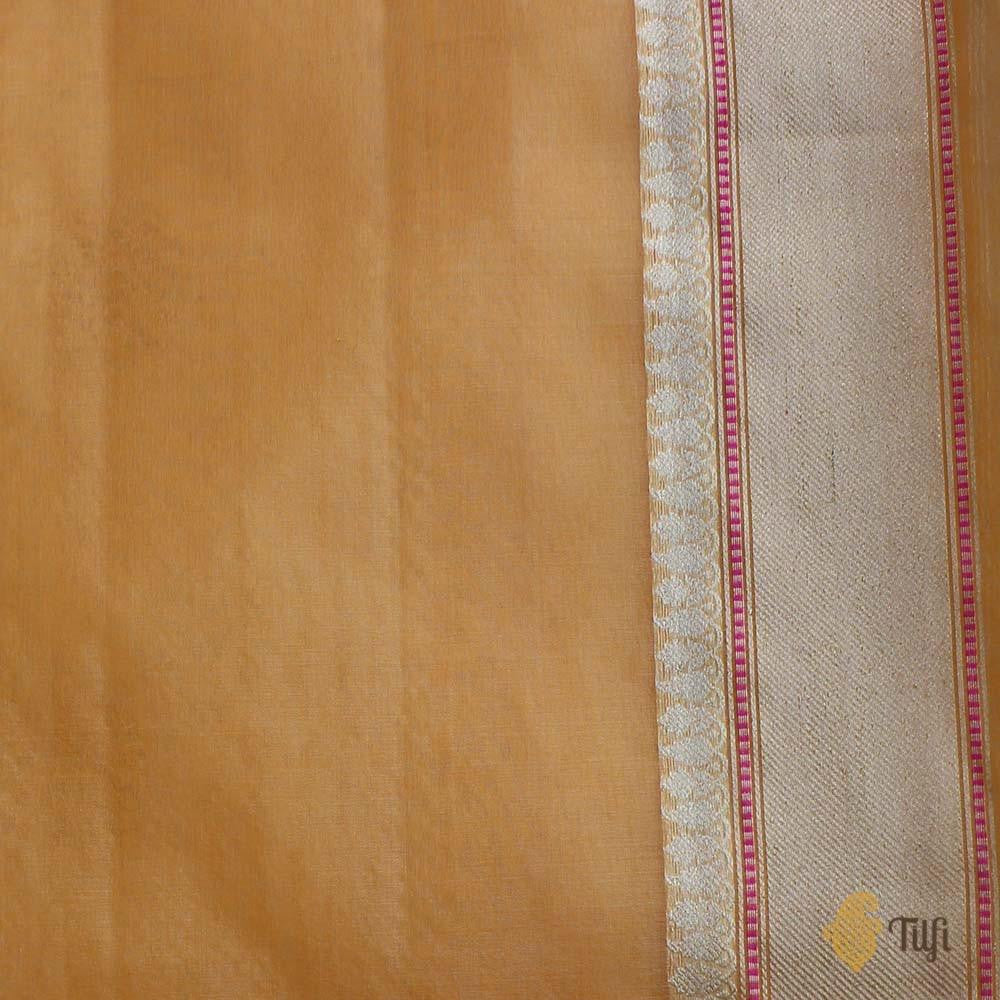 Light Orange Pure Kora Silk Banarasi Handloom Saree
