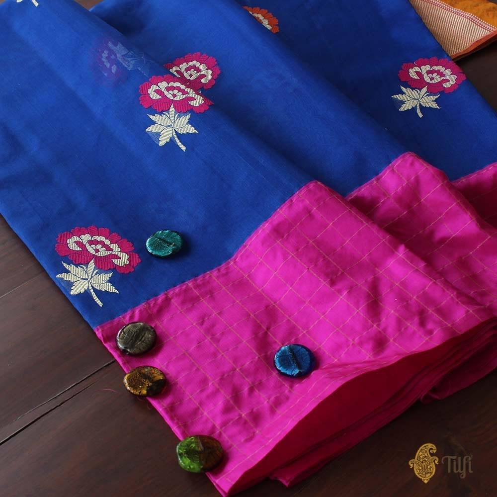 Royal Blue Pure Kora Silk Banarasi Handloom Saree