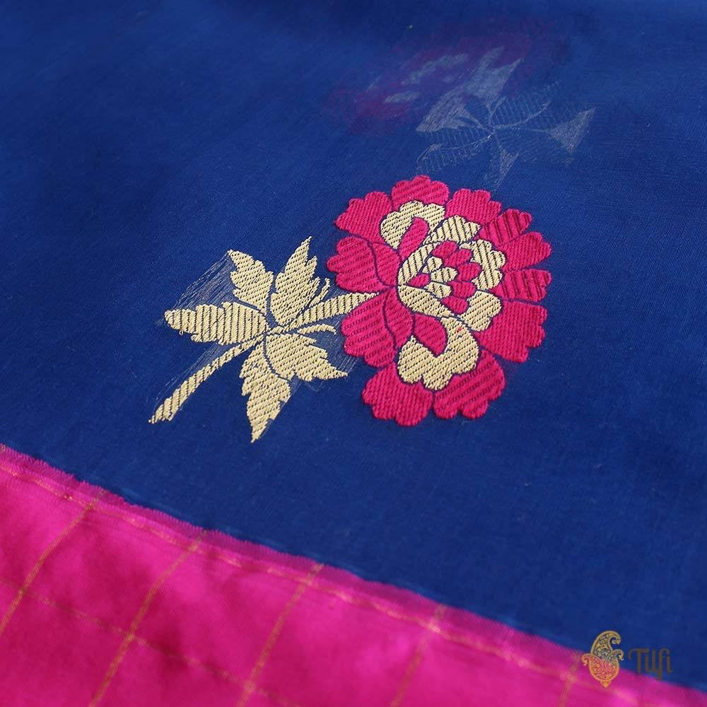 Royal Blue Pure Kora Silk Banarasi Handloom Saree