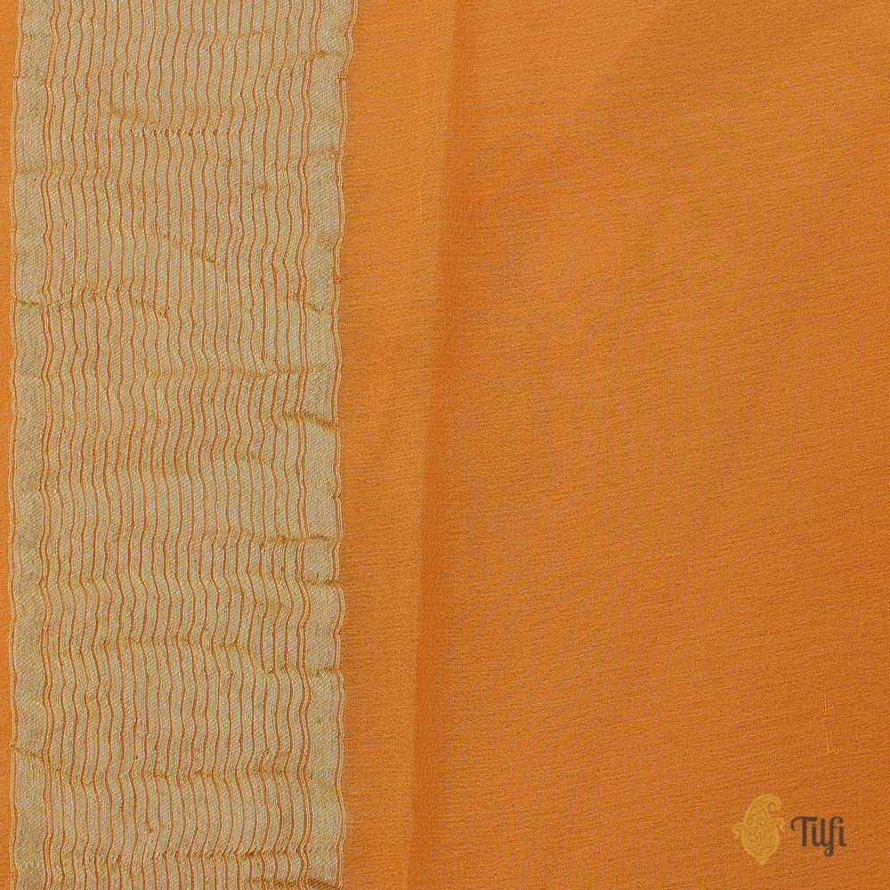Yellow-Orange Ombre Pure Chiffon Georgette Banarasi Handloom Saree