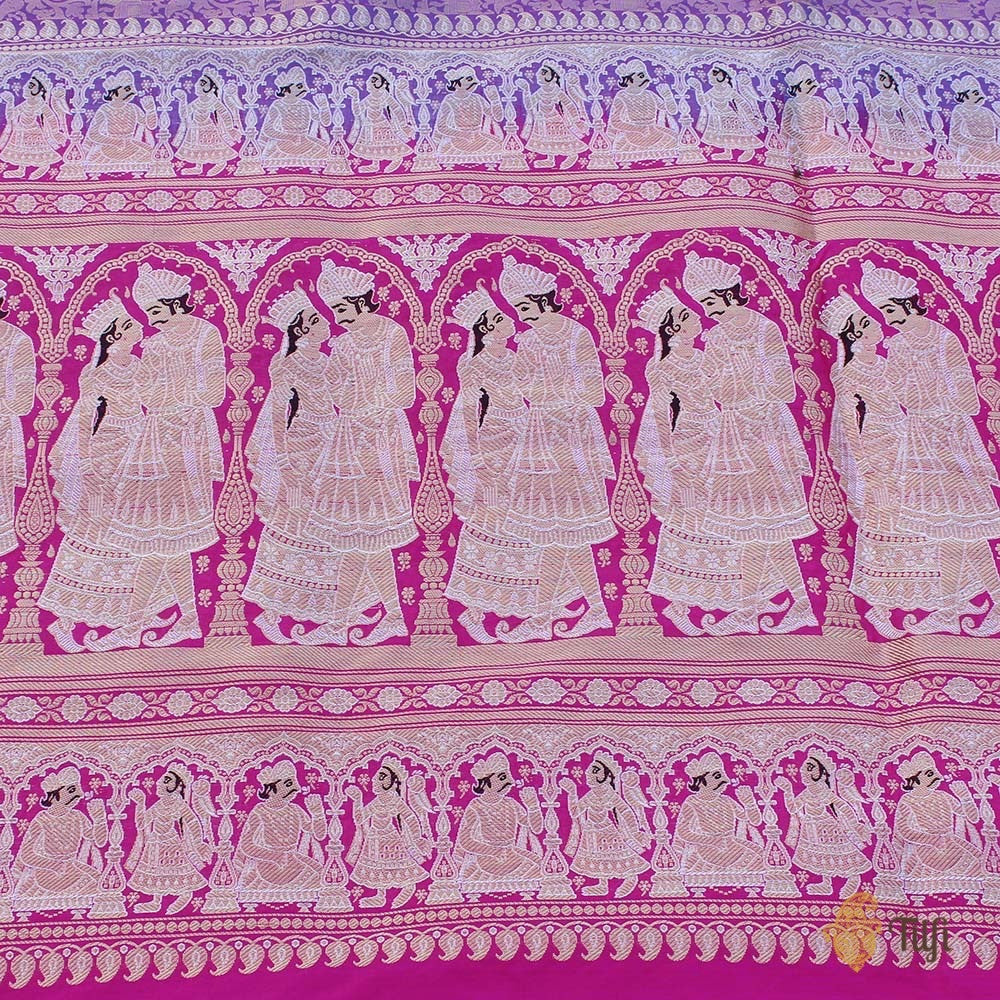 Pre-Order: Magenta-Indian Pink Pure Katan Silk Banarasi Handloom Saree