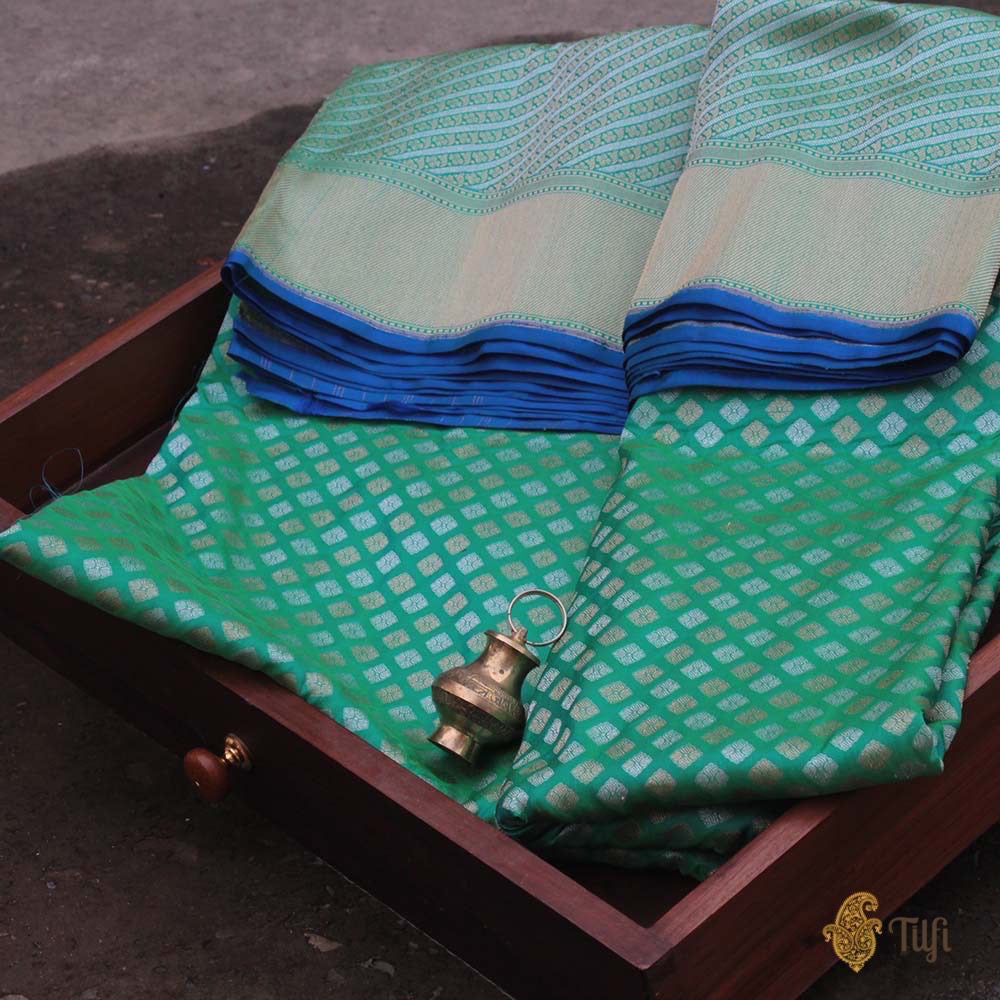 Sea Green Pure Katan Silk Handloom Banarasi Saree