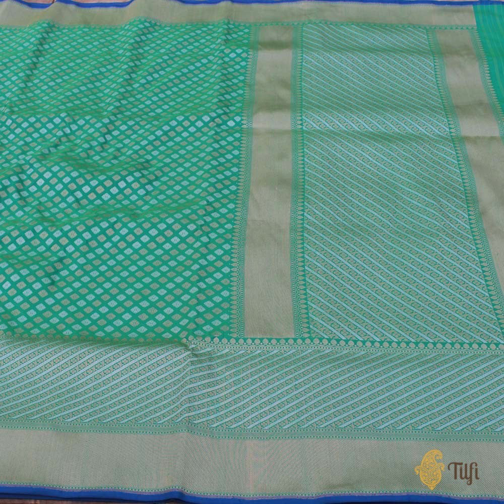 Sea Green Pure Katan Silk Handloom Banarasi Saree