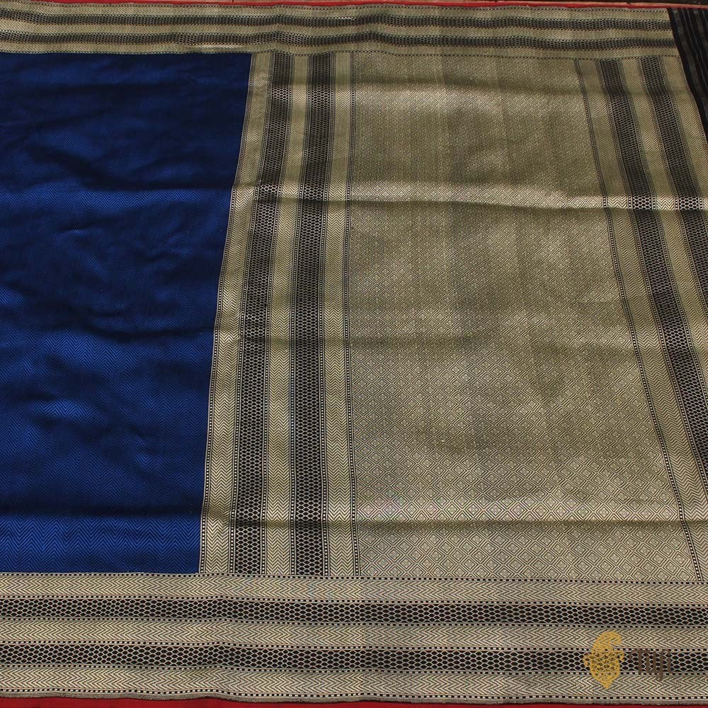 Soft Silk Borderless Mandala Saree - Midnight Blue
