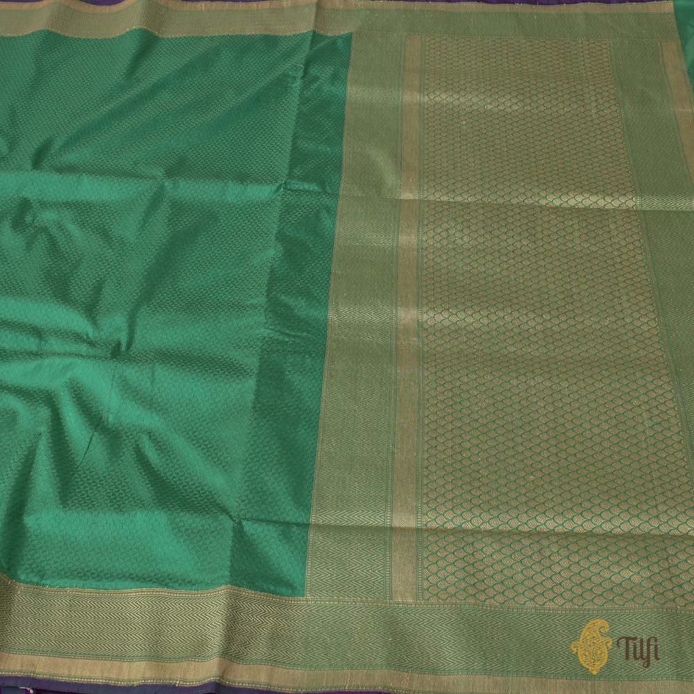 Sea Green Pure Soft Satin Silk Banarasi Handloom Saree