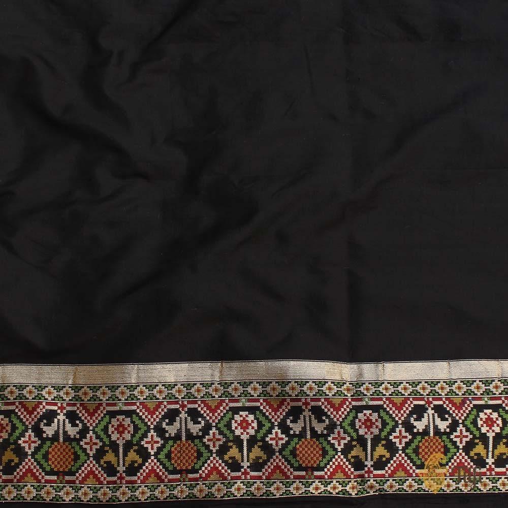 Black Pure Katan Silk Banarasi Patola Handloom Saree