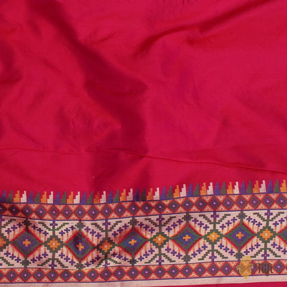 Rani Pink-Red Pure Katan Silk Banarasi Patola Handloom Saree