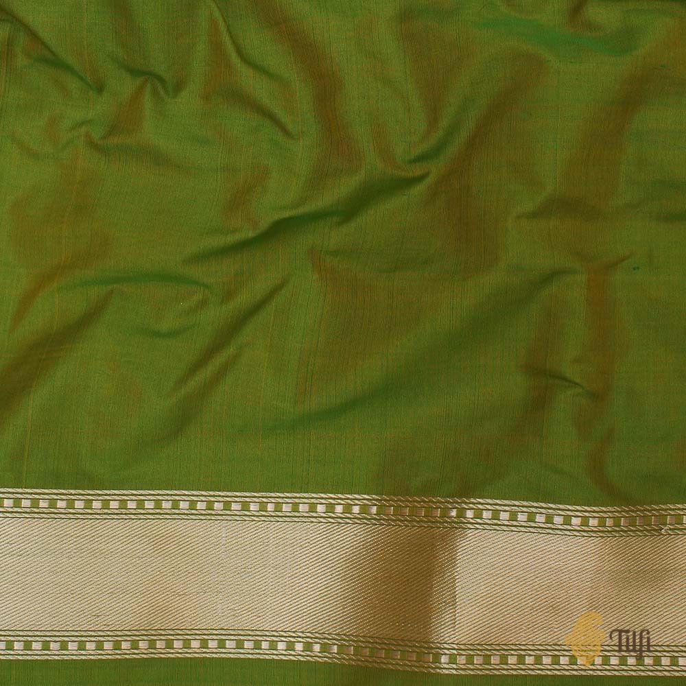 Magenta-Mehendi Green Pure Katan Silk Banarasi Handloom Saree