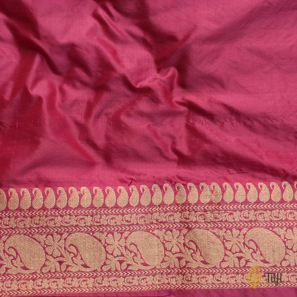 Red-Gajri Pink Pure Soft Satin Silk Banarasi Handloom Saree