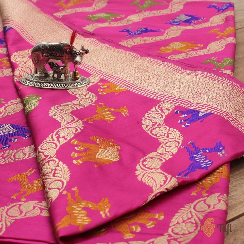 Indian Pink Pure Katan Silk Banarasi Handloom Saree