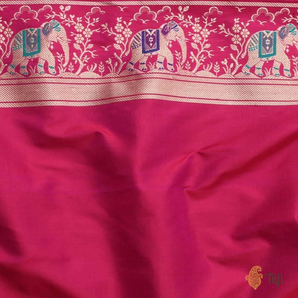 Purple-Gulabi Pink Pure Katan Silk Banarasi Handloom Saree