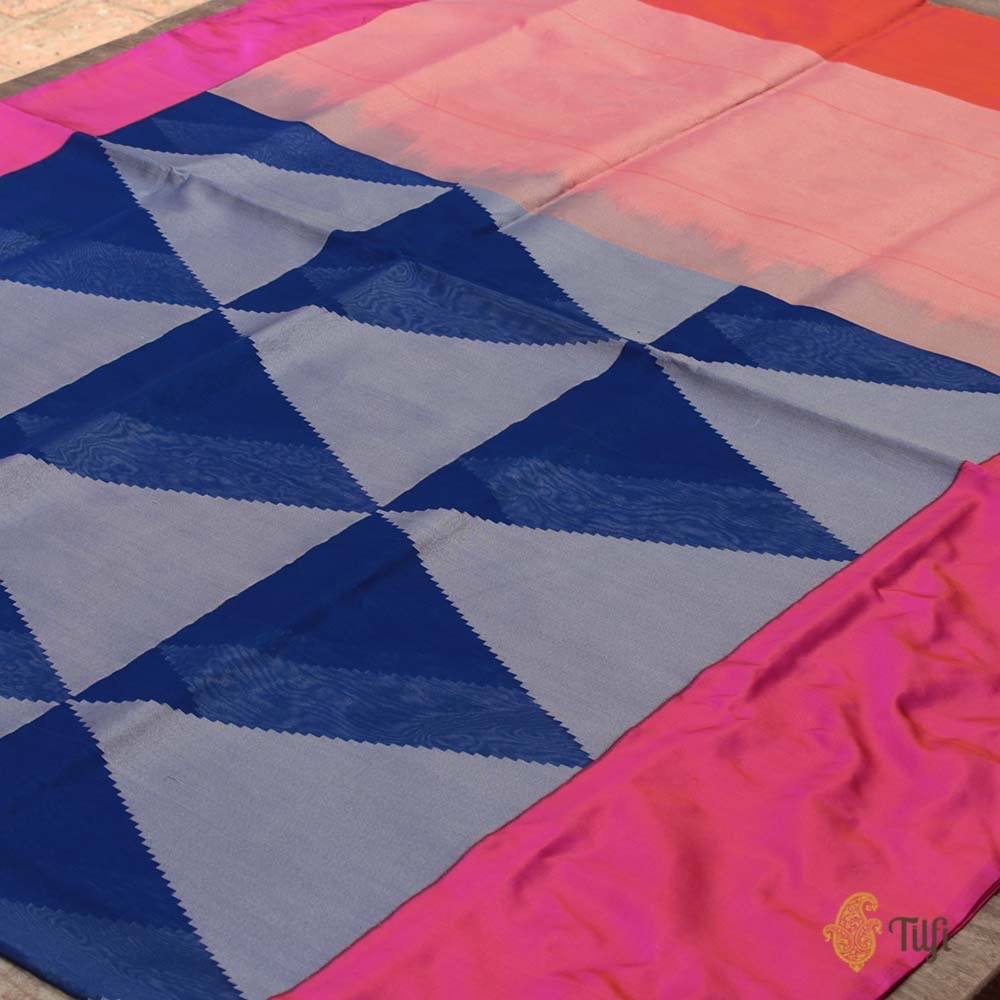 Blue Pure Kora Silk Handwoven Banarasi Saree