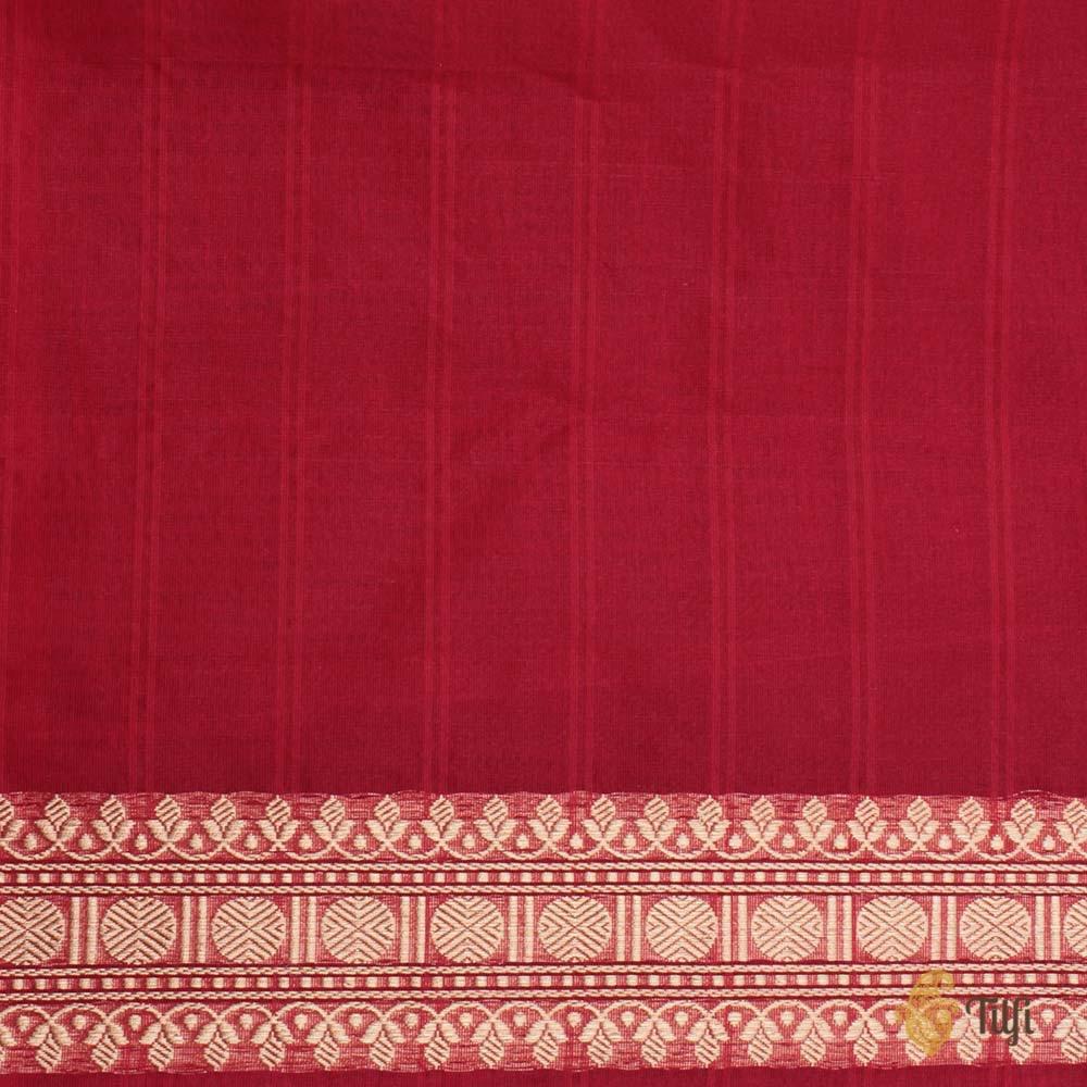Black-Red Pure Kora Silk Banarasi Handloom Saree