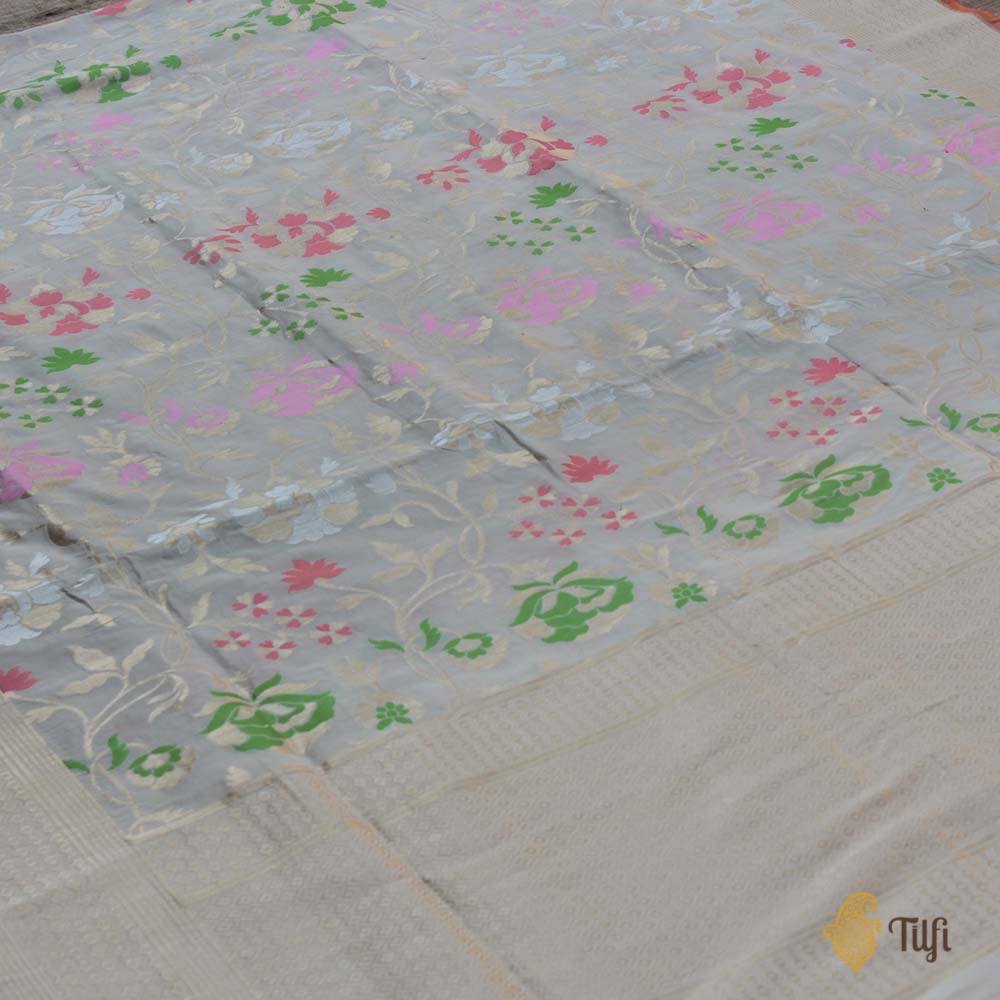 Off-white Pure Katan Silk Banarasi Handloom Saree