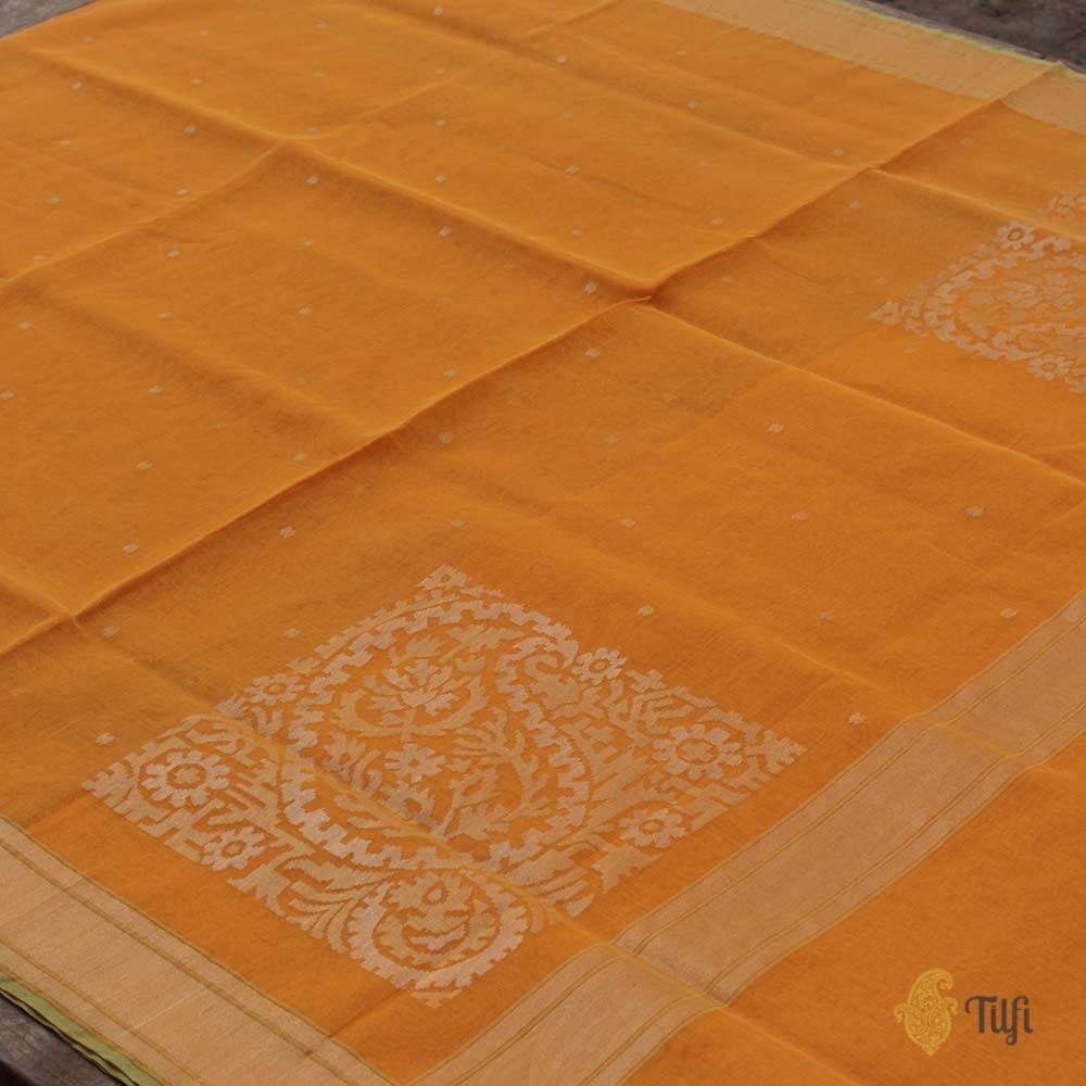 Turmeric Yellow Pure Cotton Jamdani Banarasi Handloom Saree