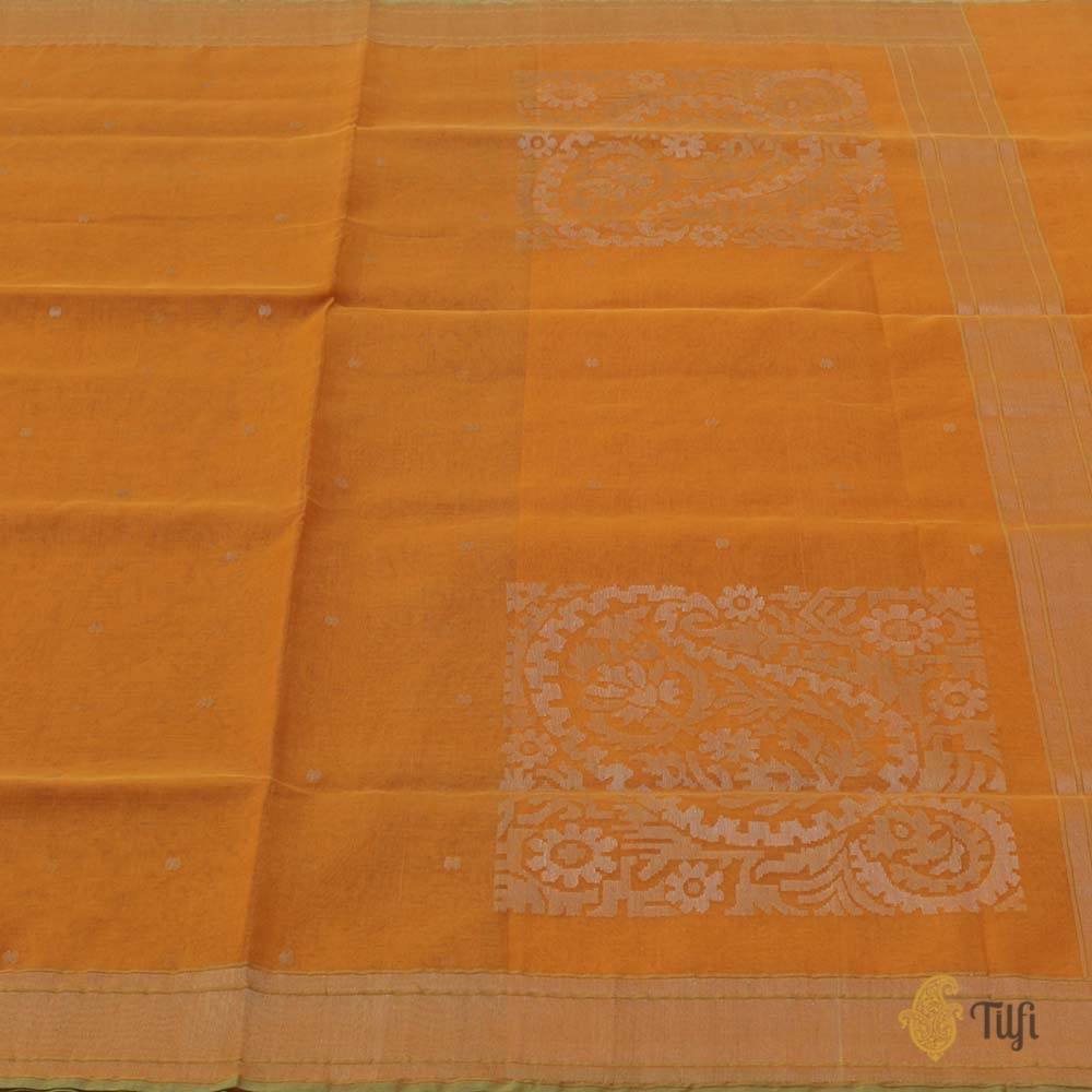 Turmeric Yellow Pure Cotton Jamdani Banarasi Handloom Saree