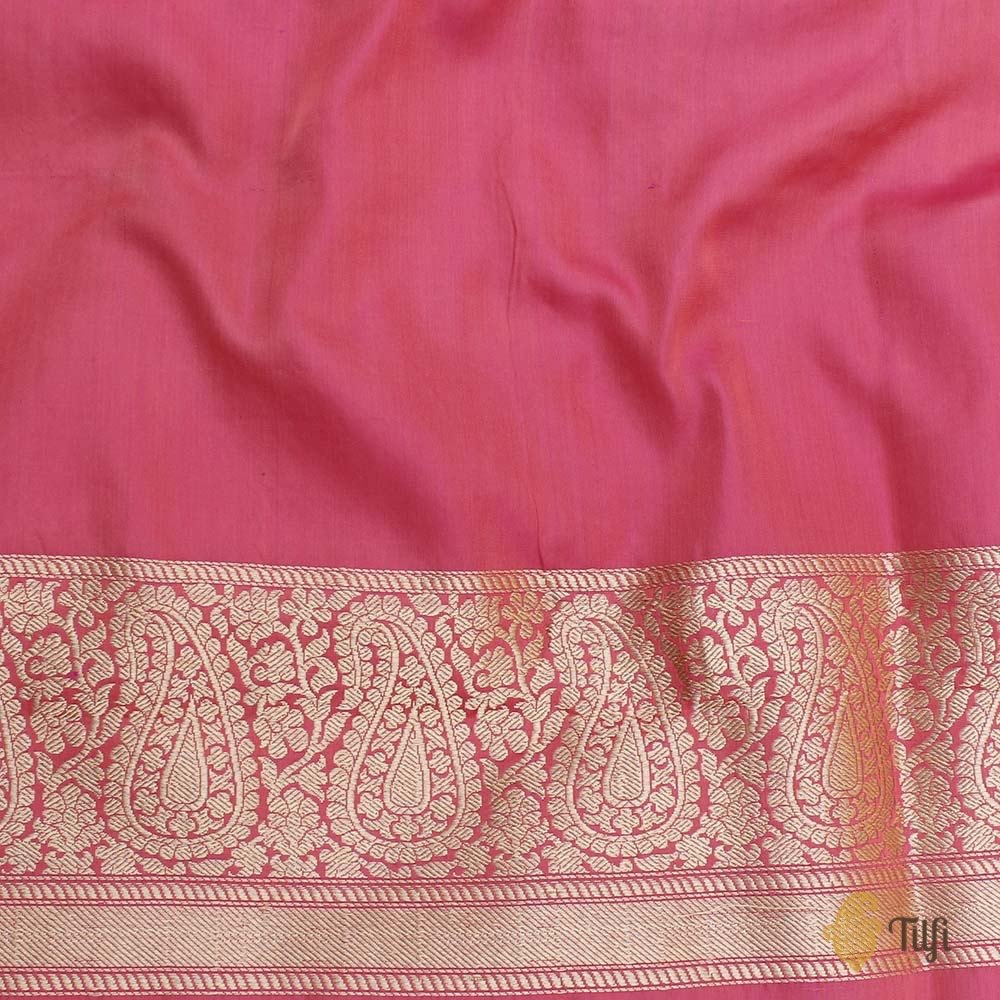 Peach-Pink Pure Soft Satin Banarasi Handloom Saree