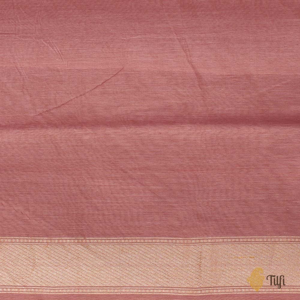 Old Rose Pink Pure Silk by Cotton Banarasi Handloom Saree