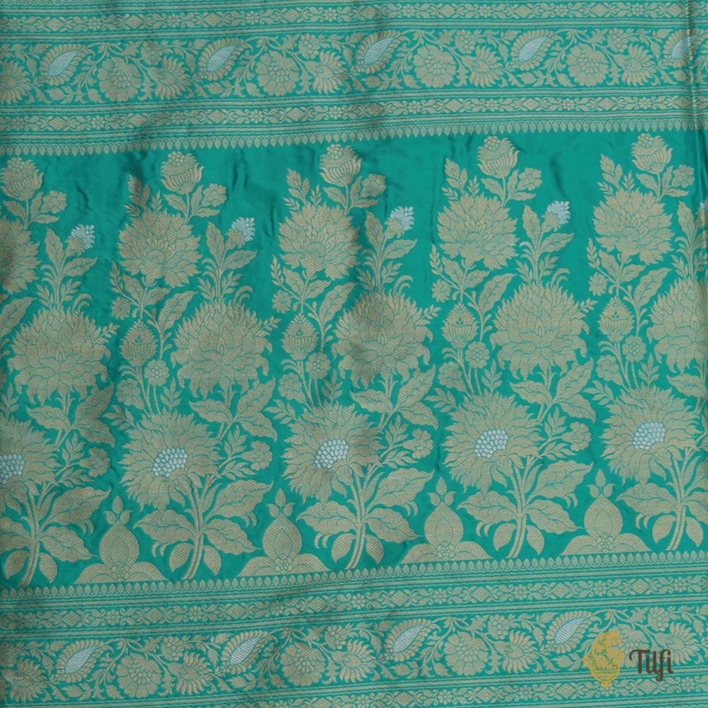 Turquoise Blue Pure Katan Silk Banarasi Handloom Saree