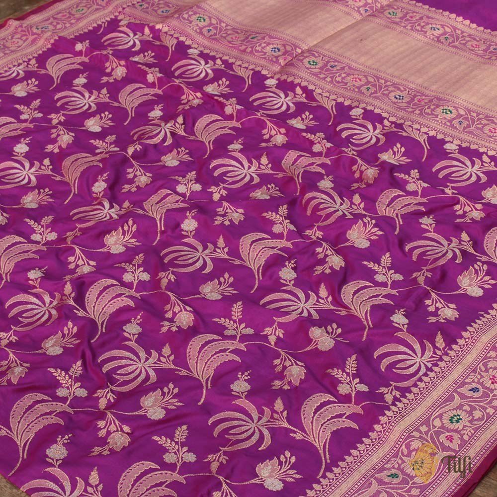 Magenta-Purple Pure Katan Silk Banarasi Handloom Saree