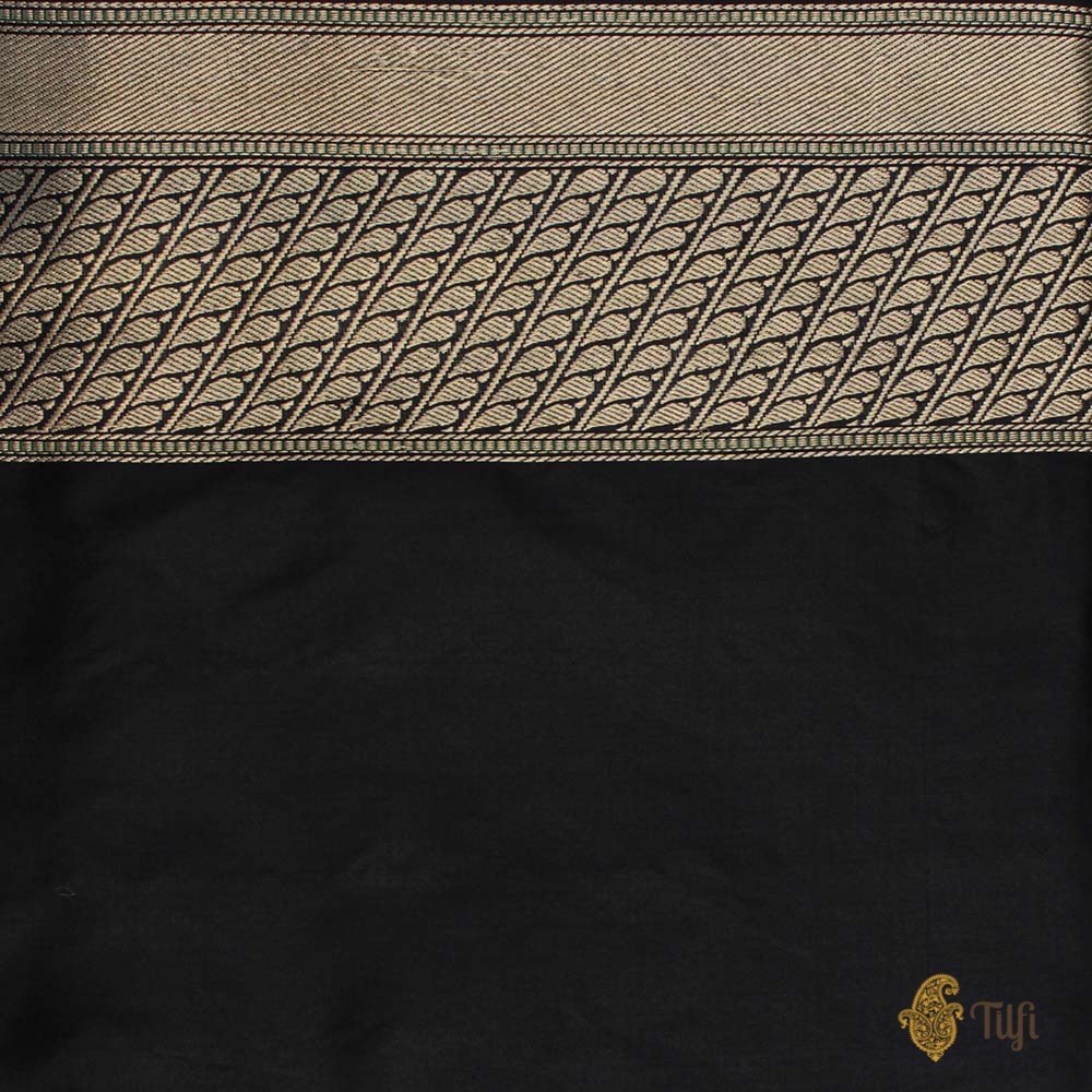 Black Pure Katan Silk Banarasi Handloom Saree