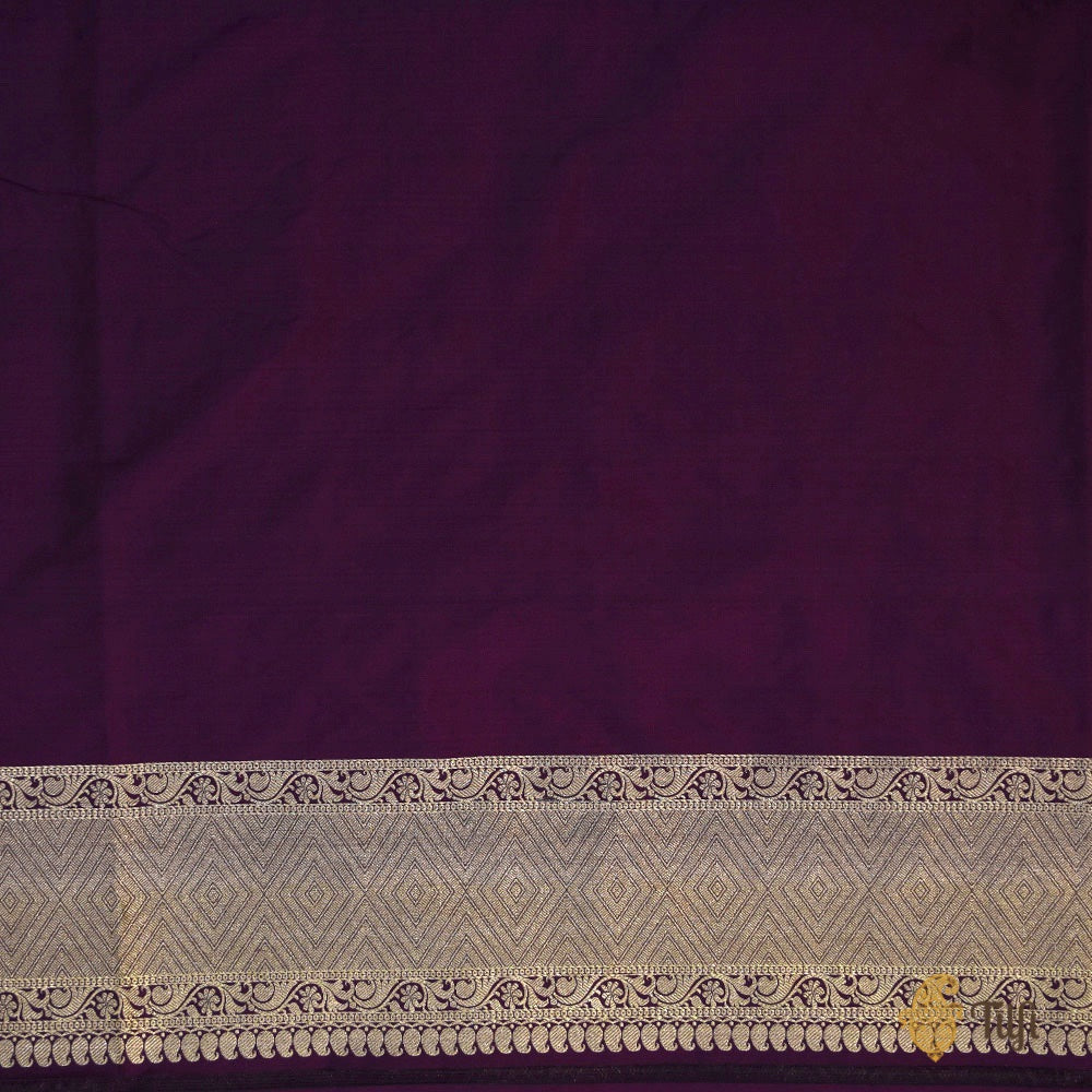 &#39;Anuradha&#39; Black-Magenta Pure Katan Silk Banarasi Handloom Saree