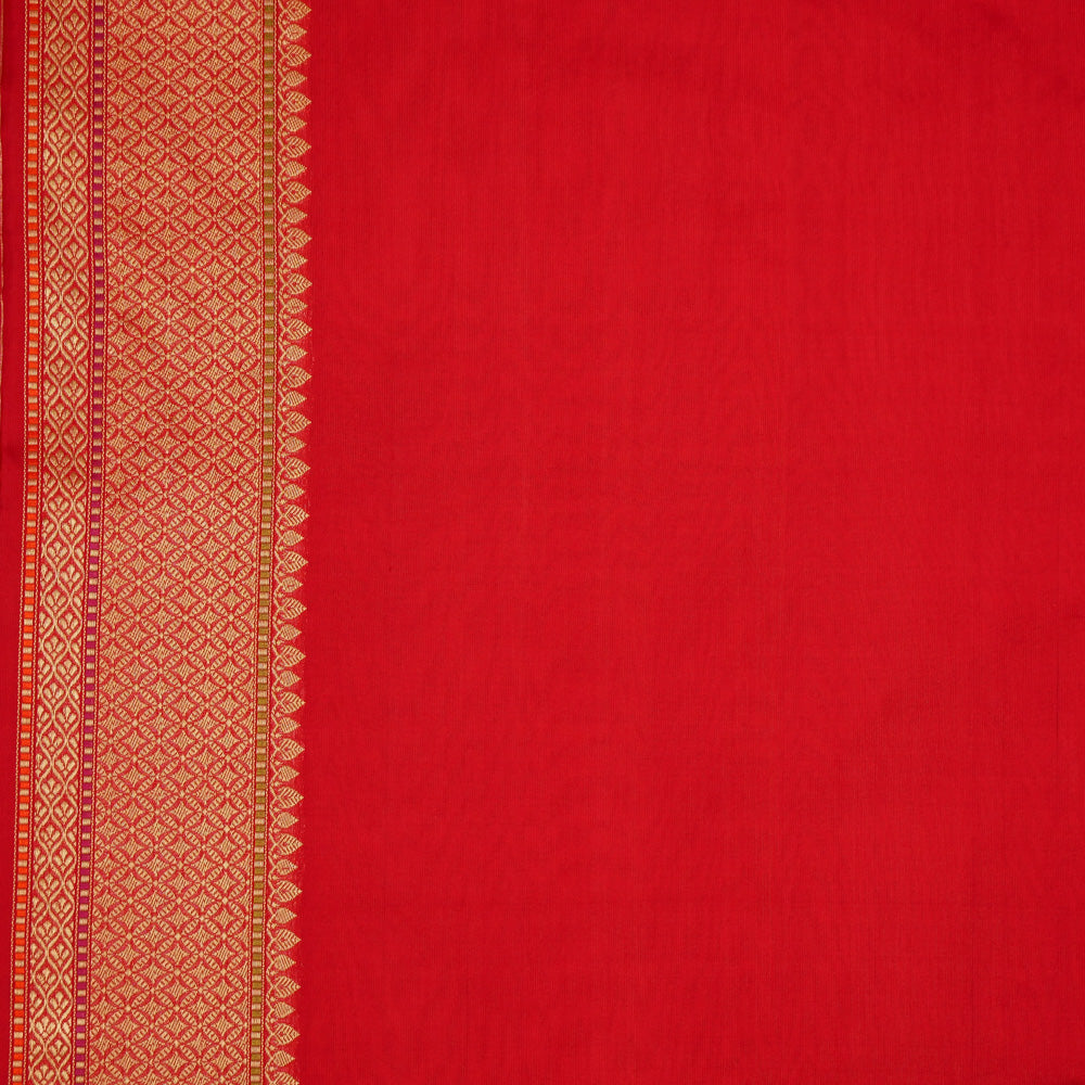 &#39;Malati&#39; Red Pure Katan Silk Banarasi Handloom Saree
