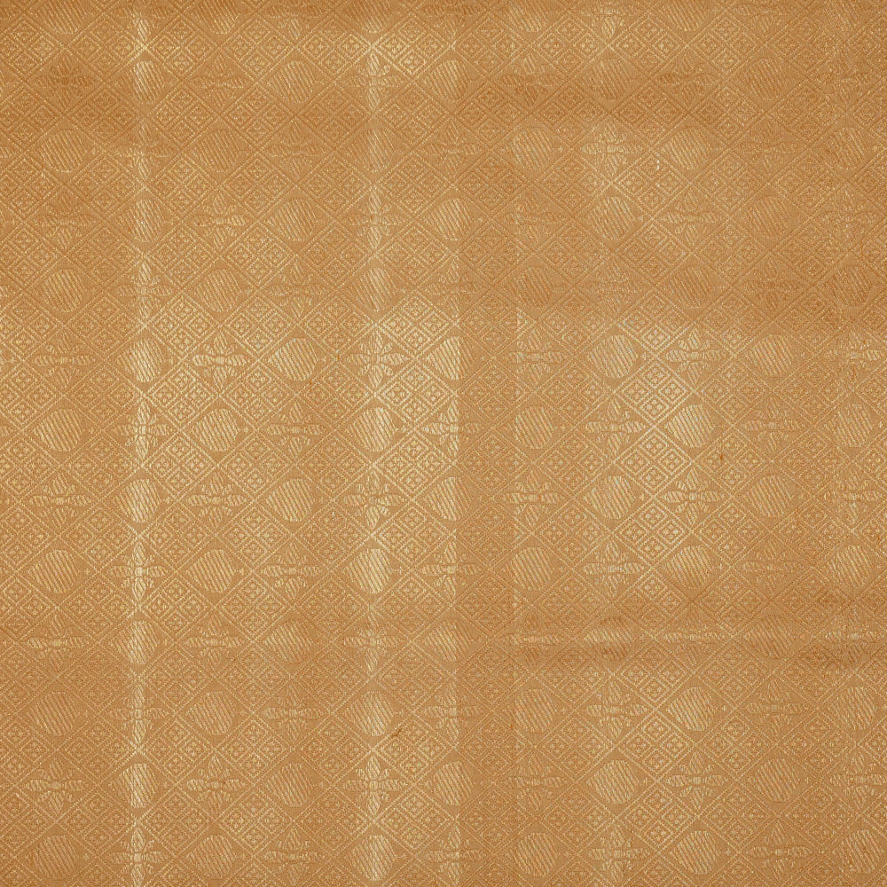 &#39;Hiranya&#39; Beige Gold Pure Katan Silk Tissue Jangla Real Zari Banarasi Handloom Saree
