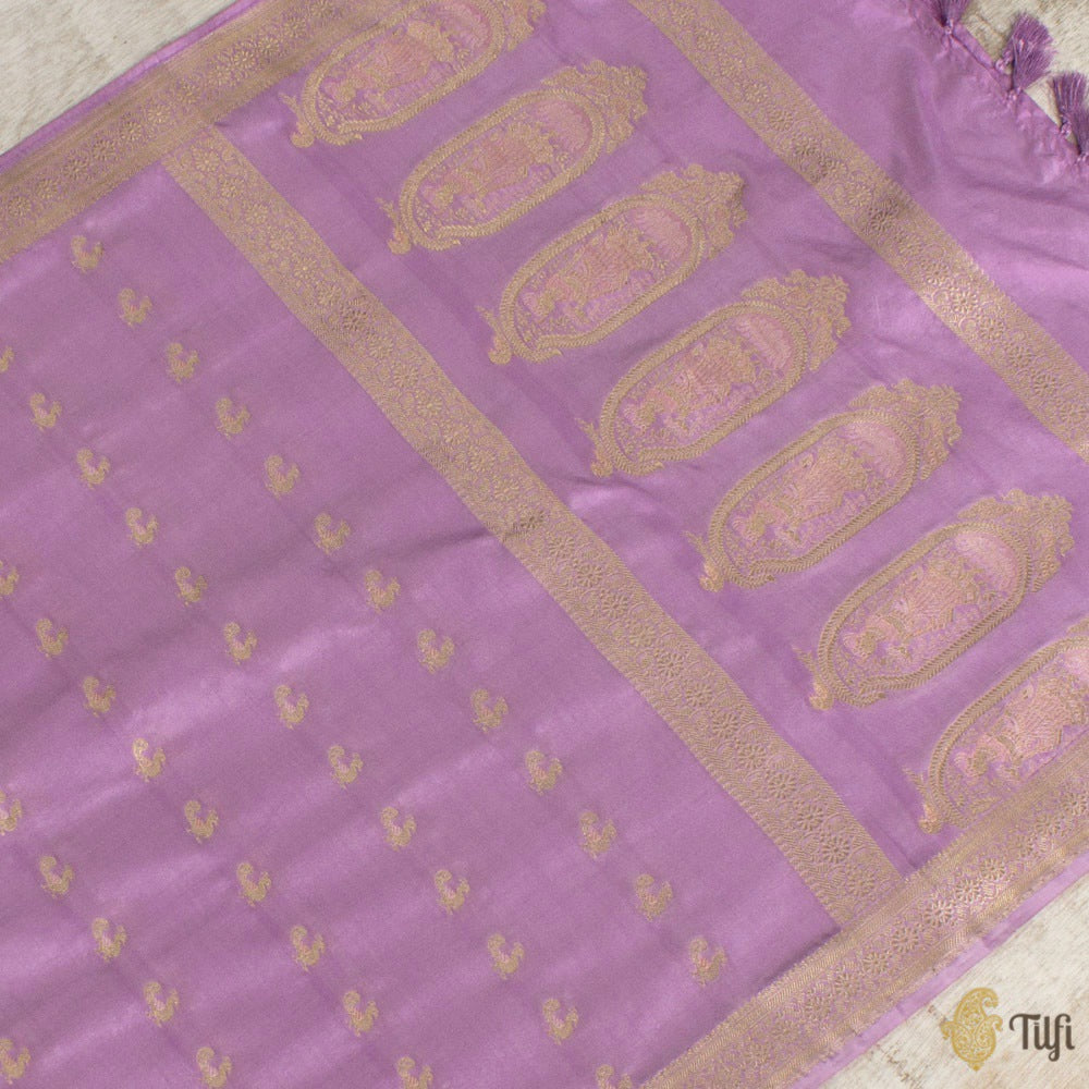 Light Lilac Pure Katan Silk Banarasi Handloom Petite Dupatta