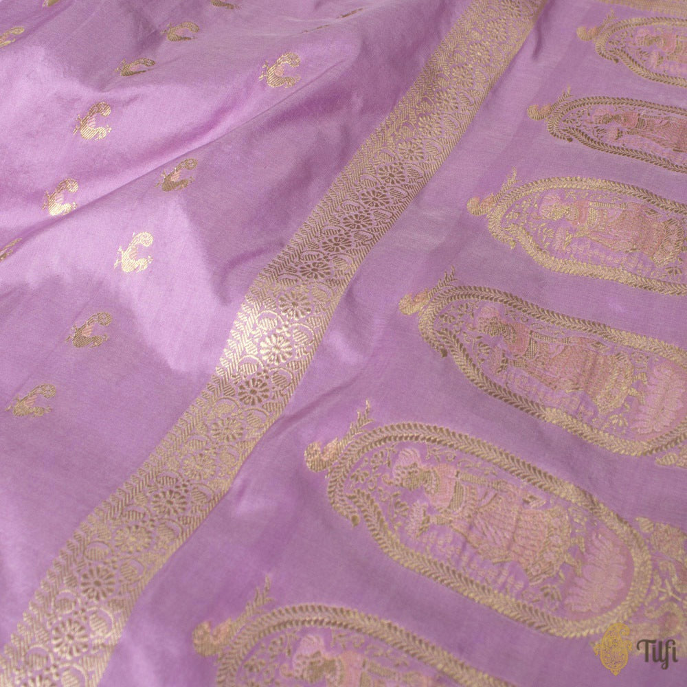 Light Lilac Pure Katan Silk Banarasi Handloom Petite Dupatta