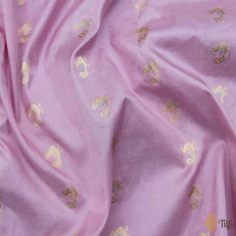 Light Rose Pink Pure Katan Silk Banarasi Handloom Petite Dupatta