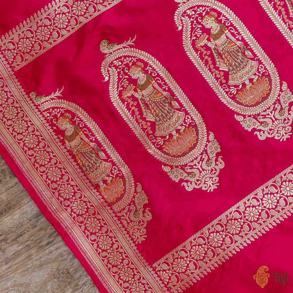 Rani Pink Pure Katan Silk Banarasi Handloom Petite Dupatta