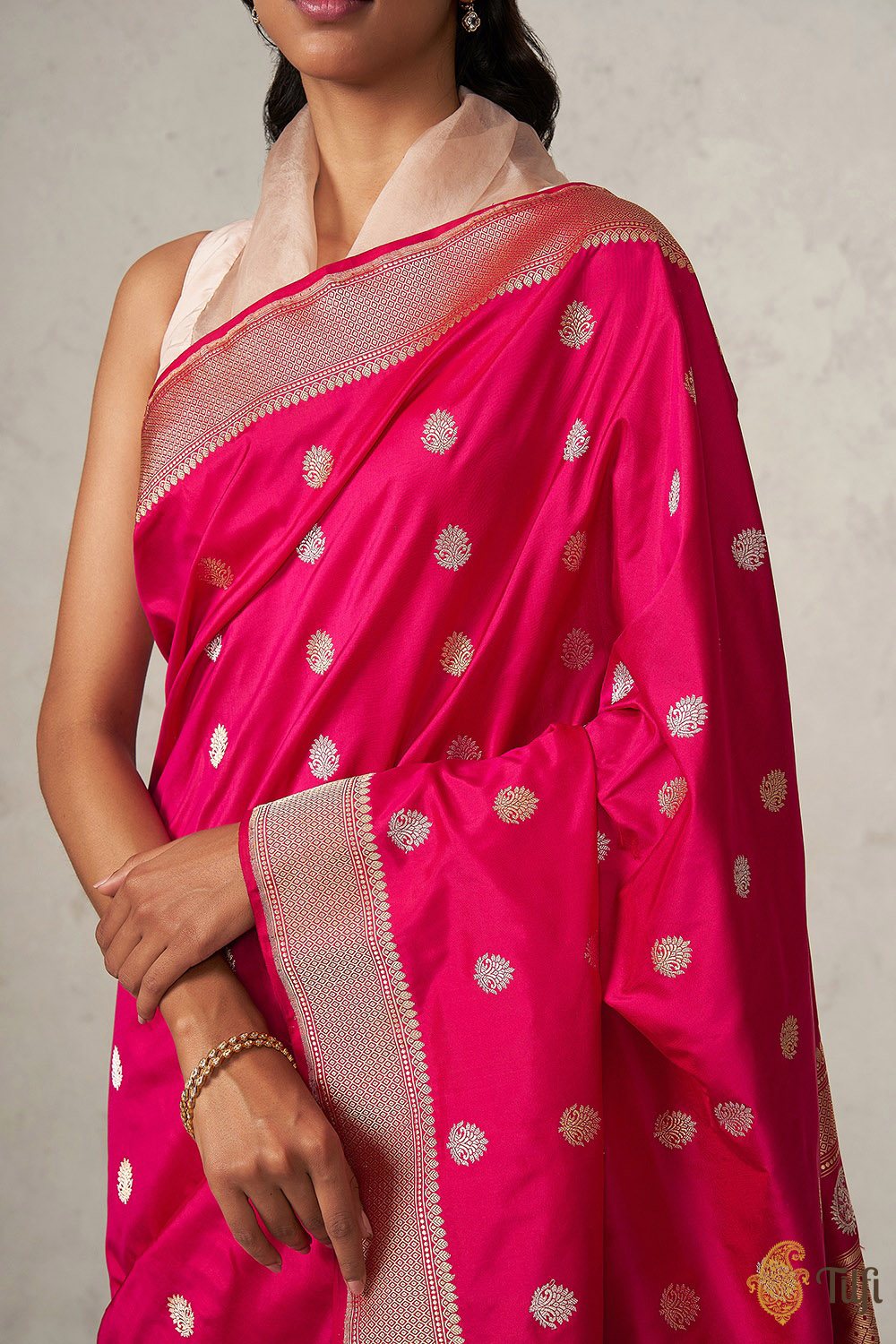 Red-Rani Pink Pure Katan Silk Banarasi Handloom Saree