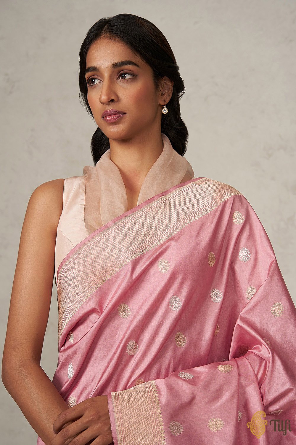 Rosy Pink Pure Katan Silk Banarasi Handloom Saree