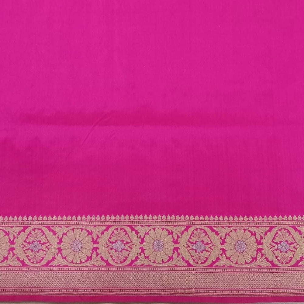 &#39;Arya&#39; Red-Rani Pink Pure Katan Silk Banarasi Handloom Saree